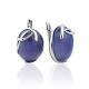 Glossy Lilac Colored Chalcedony Earrings, image 