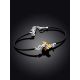 Playful Design Rubber Bracelet With Cute Gilded Plane And Natural Amber, image , picture 2