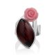 Floral Motif Amber Cocktail Ring With Oyster Shell, Ring Size: Adjustable, image , picture 3