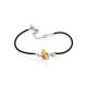 Playful Design Rubber Bracelet With Cute Gilded Plane And Natural Amber, image 