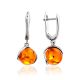Classy Cognac Amber Dangle Earrings, image 