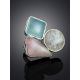 Charming Cluster Design Ring With Chalcedony, Natrolite And Pink Quartz The Bella Terra, Ring Size: Adjustable, image , picture 2