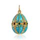 Azure Colored Enamel Egg Pendant The Romanov, image 