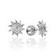 Sun Shaped Sterling Silver Stud Earrings, image 