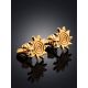 Sun Shaped Gilded Silver Stud Earrings, image , picture 2