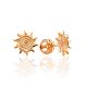 Sun Shaped Gilded Silver Stud Earrings, image 
