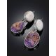 Asymmetric Dangle Earrings With Aragonite And Charoite The Bella Terra, image , picture 2