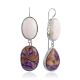 Asymmetric Dangle Earrings With Aragonite And Charoite The Bella Terra, image 