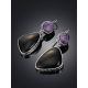 Extravagant Charoite And Obsidian Earrings The Bella Terra, image , picture 2