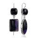 Asymmetric Design Charoite And Onyx Earrings The Bella Terra, image 