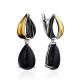 Gorgeous Black Agate Dangle Earrings, image 