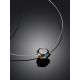Minimalist Invisible Line Necklace With Blue Topaz Stone, Length: 42, image , picture 2