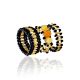 Summery Japanese Seed Bead Set Of Rings With Amber The Link, Ring Size: Adjustable, image 
