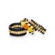 Summery Japanese Seed Bead Set Of Rings With Amber The Link, Ring Size: Adjustable, image , picture 3