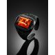 Black Leather Amber Adjustable Ring The Nefertiti, Ring Size: Adjustable, image , picture 2
