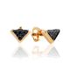 Triangle Black Diamond Stud Earrings, image 