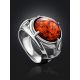Stunning Silver Men's Ring With Cognac Amber The Cesar Collection, Ring Size: 13 / 22, image , picture 2