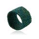 Emerald-colored Seed Beads Ring The Link, Ring Size: 9 / 19, image 