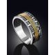 Bicolor Textured Band Ring, Ring Size: 8 / 18, image , picture 2