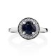 Refined Blue Corundum Ring With Crystals, Ring Size: 6 / 16.5, image , picture 3