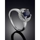 Refined Blue Corundum Ring With Crystals, Ring Size: 6 / 16.5, image , picture 2