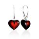 Cute Heart Shaped Amber Earrings, image 