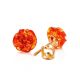 Pretty Carved  Amber Roses Stud Earrings In Gold The Rose, image 