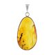 Drop Amber Pendant In Sterling Silver With Inclusions The Clio, image 
