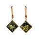 Green Amber Earrings In Gold The Ovation, image 