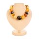 Bold Multicolor Amber Ball Beaded Necklace, image 