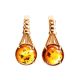 Stylish Cognac Amber Earrings In Gold-Plated Silver The Shanghai, image 