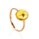 Amber Ring In Gold With Inclusion The Clio, Ring Size: 7 / 17.5, image 