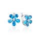 Floral Design Topaz Earrings With Crystals, image 
