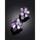 Glistening Amethyst Flower Earrings, image , picture 2