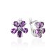 Glistening Amethyst Flower Earrings, image 