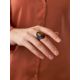 Dark Leather Open Ring With Lemon Amber The Nefertiti, Ring Size: Adjustable, image , picture 4