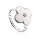 White Enamel Clover Shaped Ring With Diamond The Heritage, Ring Size: 7 / 17.5, image 