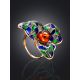 Bold Gold-Plated Ring With Cognac Amber And Enamel The Verona, Ring Size: 10 / 20, image , picture 2