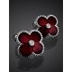 Red Enamel Floral Studs With Diamonds The Heritage, image , picture 2