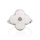 White Enamel Clover Shaped Ring With Diamond The Heritage, Ring Size: 7 / 17.5, image , picture 3
