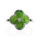 Extra Bright Enamel Clover Ring With Crystal The Heritage, Ring Size: 7 / 17.5, image , picture 3