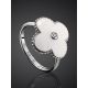 White Enamel Clover Shaped Ring With Diamond The Heritage, Ring Size: 7 / 17.5, image , picture 2