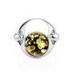 Futuristic Silver Ring With Green Amber The Orion, Ring Size: 9 / 19, image , picture 4