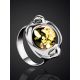 Futuristic Silver Ring With Green Amber The Orion, Ring Size: 9 / 19, image , picture 2