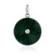 Round Silver Pendant With Green Enamel And Diamond The  Heritage, image 
