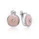 Pink Enamel Round Earrings With Diamonds The Heritage, image 