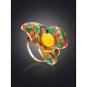 Colorful Enamel Ring With Honey Amber In Gold-Plated Silver The Verona, Ring Size: 8.5 / 18.5, image , picture 2