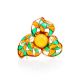 Colorful Enamel Ring With Honey Amber In Gold-Plated Silver The Verona, Ring Size: 8 / 18, image , picture 3