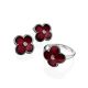 Red Enamel Floral Studs With Diamonds The Heritage, image , picture 3