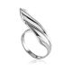 Glossy Feather Motif Adjustable Ring, Ring Size: 6 / 16.5, image 
